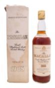 A bottle of 1965 Special Selection Macallan 18 year old Single Malt Whisky, bottled in 1984, 75cl,
