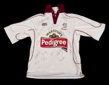 A team signed North Gear Sports Somerset Cricket shirt with Marston's Pedigree sponsor.