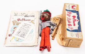 A Pelham puppet, 'Minstrel', with original box and paperwork. Some damage.