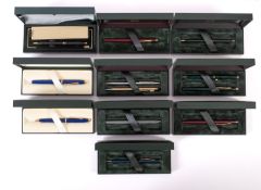 A collection of ten Cross ballpoint pen sets. In a range of colours and all in original boxes.