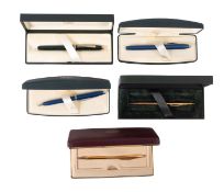 A collection of five Cross ballpoint pen sets.