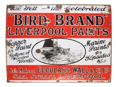 A single sided enamel advertising sign ' We Sell the Celebrated 'Bird Brand' Liverpool Paints.