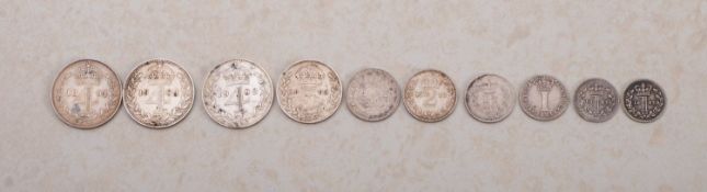 Maundy odds, 1894, 1904, 1908 fourpence, 1908 threepence and twopence, 1844 and 83 pennies,