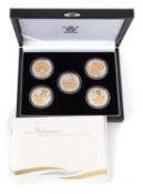 2006 Royal Mint Britannia Golden Silhouette one ounce fine silver set (five coins) boxed.
