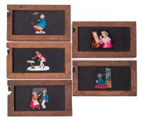 A collection of five single slip magic lantern slides.