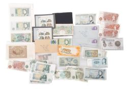 A collection of various bank notes including two Page £10 notes, five Page £5 notes,