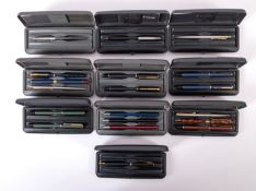 A collection of ten Parker pen sets.