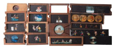A mixed collection of magic lantern slides.