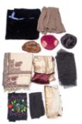 A length of early 20th century black lace, 50x 394cm, together with a black cotton underskirt,