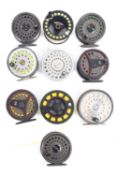 A mixed collection of ten fishing reels.