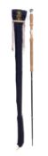 A Hardy Favourite Graphite Salmon fly fishing rod. in blue Hardy canvas rod bag, rod length 12' 6