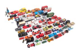 A mixed collection of diecast vehicles. mainly cars including a Dinky BRM racing car no.
