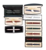 A collection of ten Cross ballpoint pen sets. In a range of colours and all in original boxes.