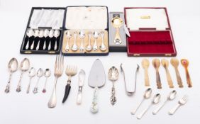 A mixed group of silver and silver plate