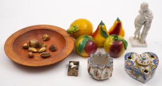 Five Italian hand blown glass fruit pape