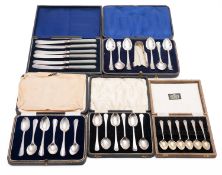 A mixed group of silver and silver plate