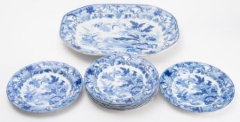 A set of eight late 19th Century Wedgwood Crane pattern plates.