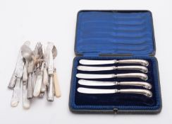 A mixed group of silver and silver plate