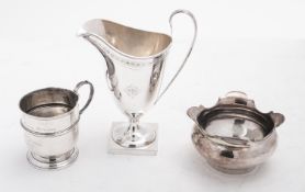 A mixed group of silver including; a hel