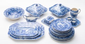 A quantity of Copeland Spode 'Italian' blue and white pottery comprising two vegetable tureens and