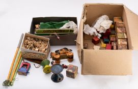 A collection of various wooden toys. Inc