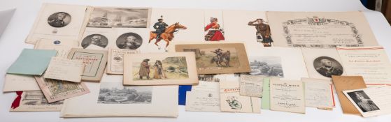 A mixed group of prints including; six 1