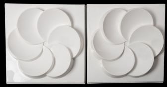 A pair of vintage Ikea 'Rabatt' white pl