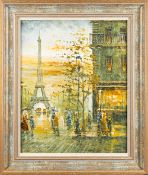Attributed to Caroline Burnett - Paris scene - Oil on canvas - 52 x 44cm framed