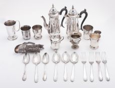 A mixed group of silver plated items; a