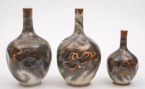 A garniture of Japanese Karansha vases.