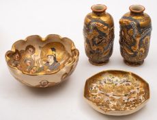 A small group of Kyoto Satsuma pottery,