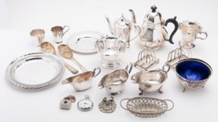 A mixed group of silver plate including;