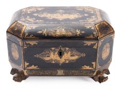 A Chinese Export black and gold lacquer