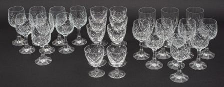 A collection of modern cut glass wine gl