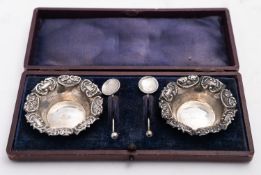 A cased pair of Victorian of silver salt