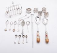 A mixed group of silver plate including;