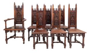 A Victorian oak composite dining suite,