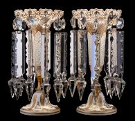 A pair of Bohemian overlay glass lustres,