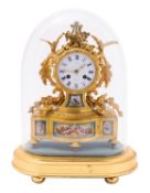 Vincenti et Cie for Dent, a mid-Victorian French ormolu and porcelain mantle clock,