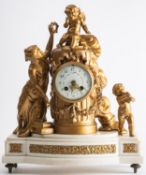 A French gilt-metal and marble mantel clock,