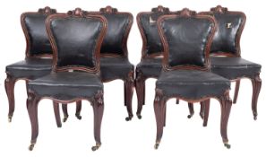 A set of six Victorian mahogany side chairs in Rococco revival style,