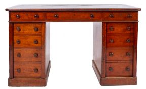 A Victorian mahogany pedestal desk,