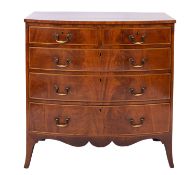 A Regency mahogany and crossbanded bowfront chest of drawers,