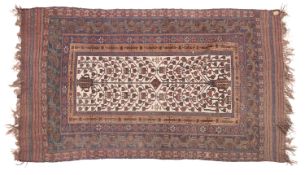 A Balouch kelim, the ivory field with an all over design of geometric flowerhead stems,