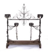 A French wrought iron 'port-de-cheminée', late 18th century;