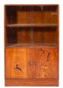 A walnut, marquetry and glazed bookcase in Art Deco style, probably Swedish and by Erik Mattsson,