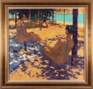 *George Devlin RSW RGI ROI ARWS FRSA (Scottish, 1937-2014) - Shared Intimacies (Bathers at St.
