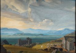 *Charles March Gere RA RWS (British, 1869-1957) - Extensive view of the Harlech Castle,