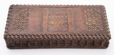 A carved oak box,