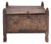 A Central Asian carved cedarwood coffer, reputedly Swat Valley,